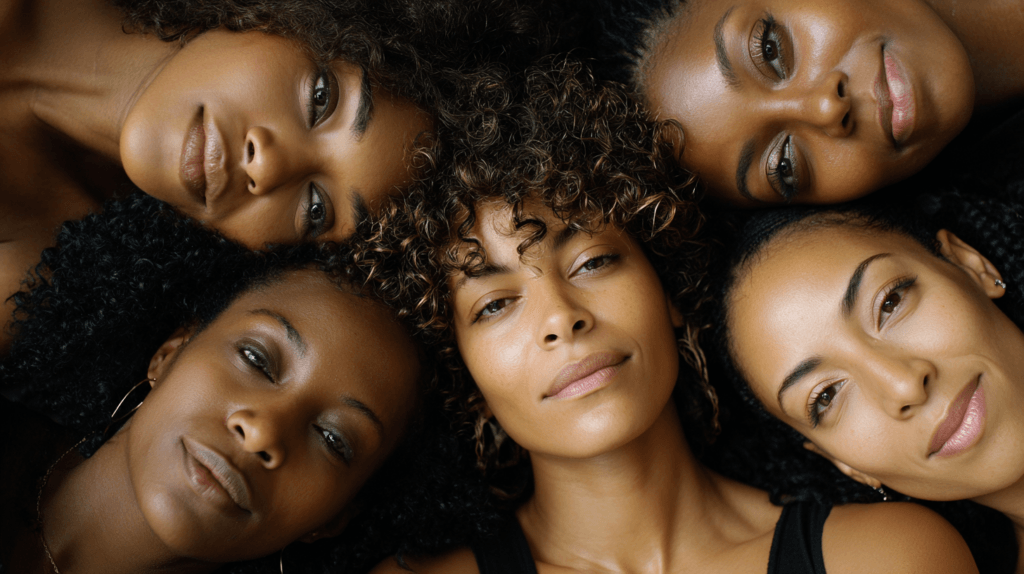 Group of Black Women Looking Up at the Camera