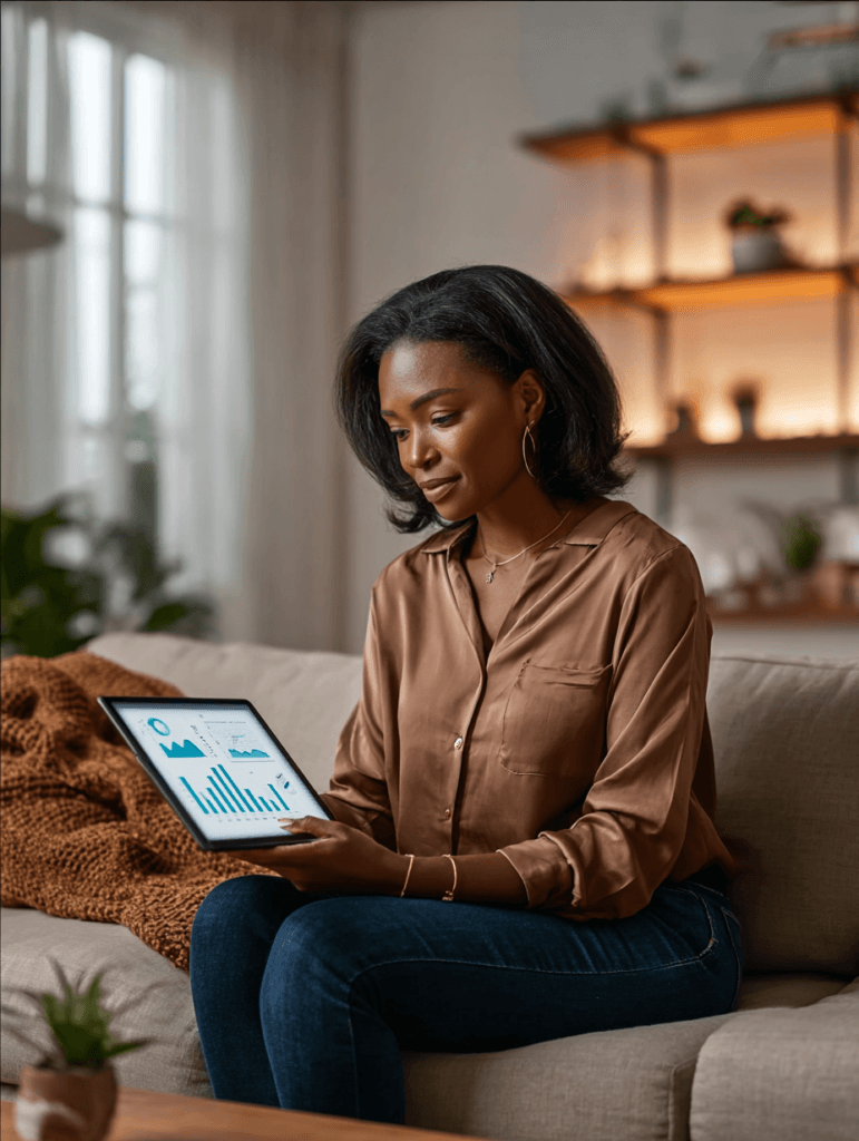 African-American Woman Looking at a Tablet